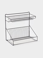 Посудосушитель настольный с поддоном, 38.5×38.5×24 см, черный - Фото 1