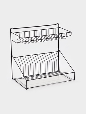 Посудосушитель настольный с поддоном, 38.5×38.5×24 см, черный 10954132