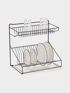 Посудосушитель настольный с поддоном, 38.5×38.5×24 см, черный - Фото 2