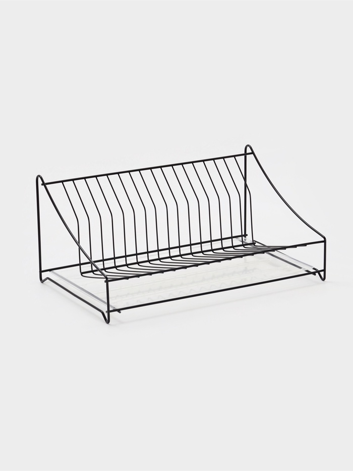 Сушилка для тарелок с поддоном, 38×17.5×23.5 см, чёрная - Фото 1