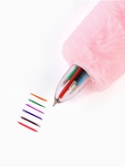 Ручка многоцветная 6 цветов пушистая Стич, розовая 10896734