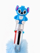 Ручка многоцветная 6 цветов пушистая Стич, синяя - Фото 3