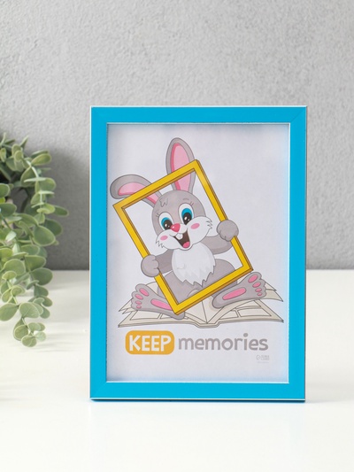 Фоторамка для фото 15×21 см «Акварель», пластик, лазурный, (пластиковый экран)