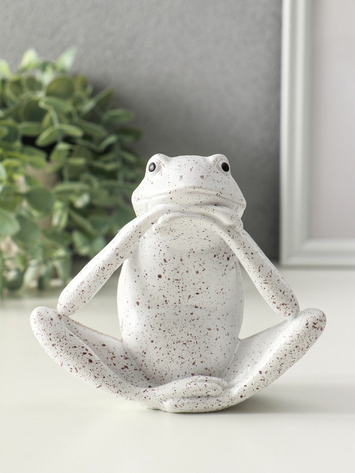 Фигурка полистоун «Белая лягушка», 6×13.5×11.5 см - Фото 1