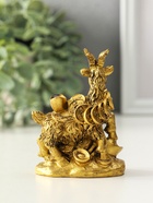 Нэцкэ фигурка полистоун «Козёл с китайскими монетами и золотыми слитками», под бронзу, 4.2×7×9.4 см - Фото 3