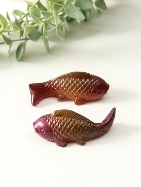 Набор фигурок для чайной церемонии «Красные парчовые карпы», 2 шт., меняет цвет, 3×7.5×3 см