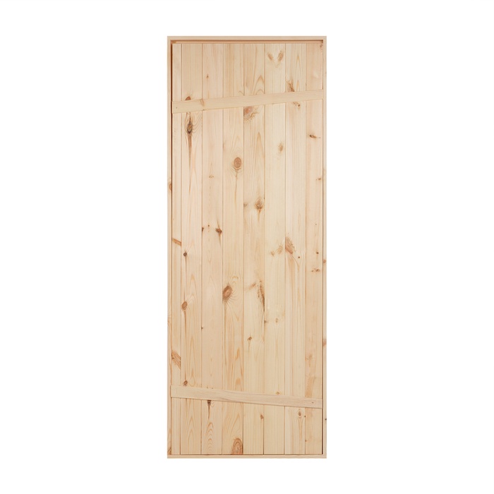 УЦЕНКА Дверной блок для бани, 180×70 см, из сосны, на клиньях, массив - Фото 1