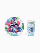 Посуда одноразовая бумажная на 10 персон: стаканы, тарелки, скатерть, Стич - Фото 10