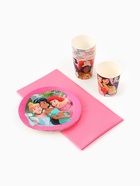 Посуда одноразовая бумажная на 10 персон: стаканы, тарелки, скатерть, Принцессы - Фото 2