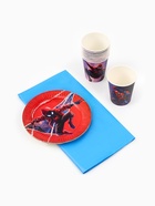 Посуда одноразовая бумажная на 10 персон: стаканы, тарелки, скатерть, Человек Паук - фото 119552014