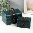 УЦЕНКА Шкатулка дерево «Ромб» набор 2 шт. голубая 7.8×11.8×8 см 11×15.7×11.5 см 10961498