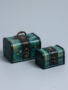 УЦЕНКА Шкатулка дерево «Ромб» набор 2 шт. голубая 7.8×11.8×8 см 11×15.7×11.5 см 10961498