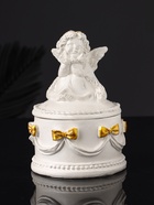УЦЕНКА Шкатулка с бантами «Ангел » 12×9 см, перламутр - Фото 1