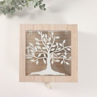 УЦЕНКА Шкатулка дерево, металл с делениями «Дерево и солнечные узоры» 18.3×18.3×10 см 10961503