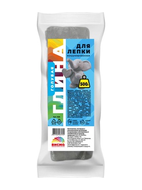Глина для лепки, голубая, вакуумированная 500 гр