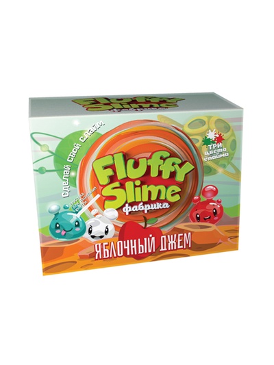 Создай Слайм. Флаффи слайм-фабрика "Яблочный джем" 3 слайма 3 цвета.