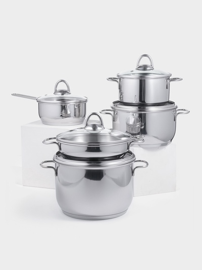 УЦЕНКА Набор посуды 5 пр "Классика-прма" (кастр 1л, 1,75л, 3 л, 5 л, сков 1 л) с ТРС-3