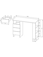 УЦЕНКА Стол письменный с 4мя ящиками Лайт, 1000×450×754, Белый/Серый шифер - Фото 3