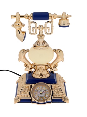 Часы-светильник «Ретро телефон», синий, с будильником, 28.5×18×18 см