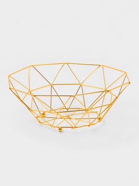 Ваза для фруктов «Доляна. Геометрия Голд», 25.5×27×10 см, золотистая