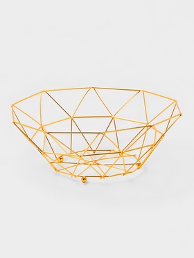 Ваза для фруктов «Доляна. Геометрия Голд», 25.5×27×10 см, золотистая