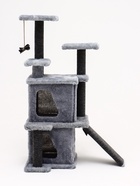 Домик для кошек с когтеточкой, квадратный, 33×40×103 см, ковролин, серый - фото 61616316