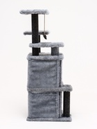 Домик для кошек с когтеточкой, квадратный, 33×40×103 см, ковролин, серый - фото 61616317