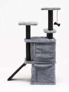 Домик для кошек с когтеточкой, 33×40×103 см, квадратный, ковролин, серый - Фото 4