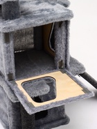 Домик для кошек с когтеточкой, квадратный, 33×40×103 см, ковролин, серый - фото 61616320