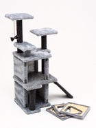 Домик для кошек с когтеточкой, квадратный, 33×40×103 см, ковролин, серый - фото 61616322