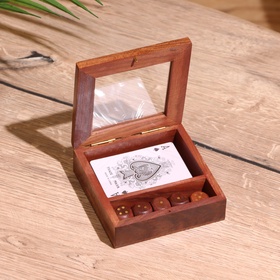 {{photo.Alt || photo.Description || 'УЦЕНКА Игра настольная 2в1 (кубики + колода карт) 11.5×11.5×3.5 см, дерево шишам'}}