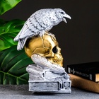 УЦЕНКА Фигура гипс «Череп с вороном», бронза с серебром, 28 см - Фото 2