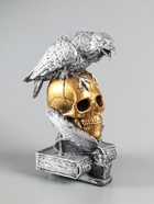 УЦЕНКА Фигура «Череп с вороном» бронза с серебром, 28 см - Фото 6