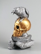 УЦЕНКА Фигура «Череп с вороном» бронза с серебром, 28 см - Фото 8