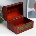 УЦЕНКА Шкатулка дерево состаренная «Золотые цветы на чёрном» сундучок 23×30×24 см 10961694