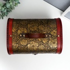 УЦЕНКА Шкатулка дерево состаренная «Золотые цветы на чёрном» сундучок 23×30×24 см 10961694