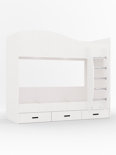Кровать двухъярусная «Клик Мебель», с ящиками, 2030×1090×1700 мм, цвет белый шёлк