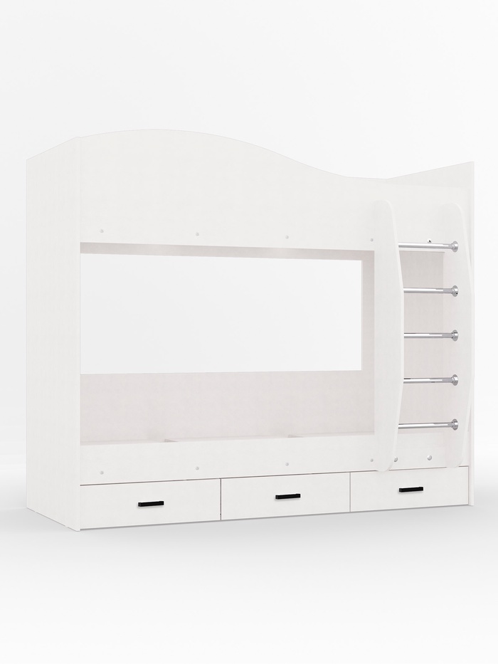 Кровать двухъярусная «Клик Мебель», с ящиками, 2030×1090×1700 мм, цвет белый шёлк