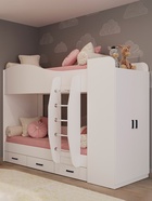 Кровать двухъярусная «Клик Мебель», с ящиками, 2030×1090×1700 мм, цвет белый шёлк - Фото 2