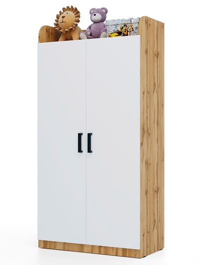 Шкаф распашной двухстворчатый «Клик Мебель. Ушастый», 860×450×1700 мм, цвет дуб вотан/белый