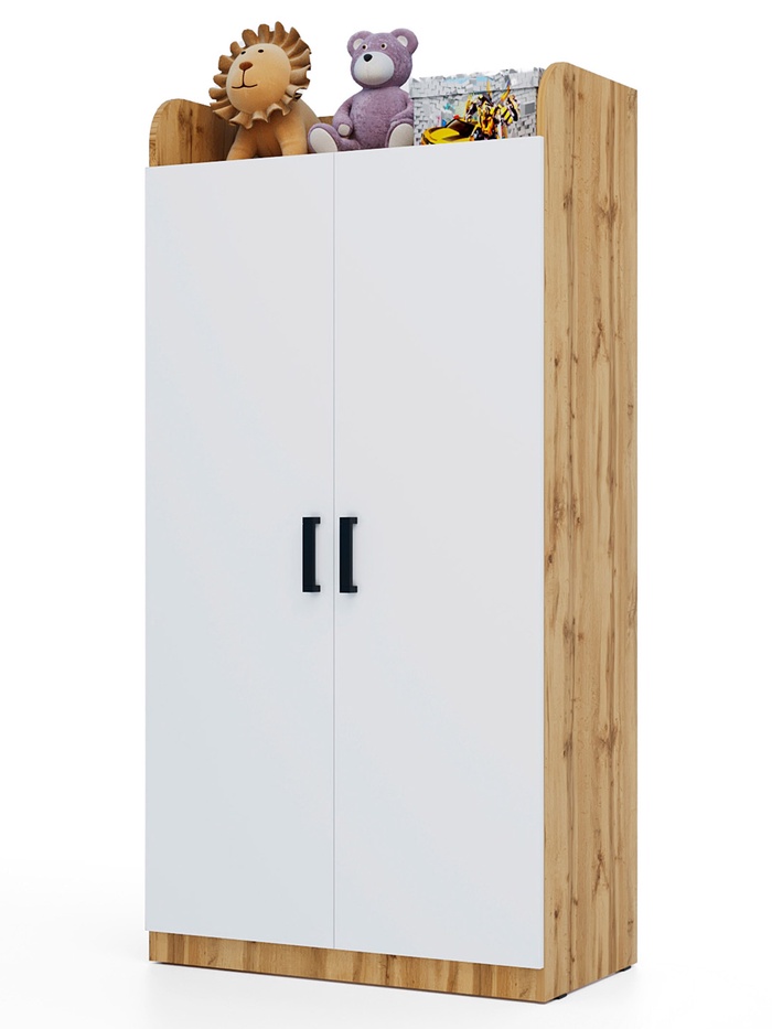 Шкаф распашной двухстворчатый «Клик Мебель. Ушастый», 860×450×1700 мм, цвет дуб вотан/белый - Фото 1