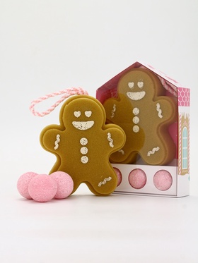 Подарочный набор «Сладкого Нового года»: мочалка для тела и бомбочки для ванны 3 шт. × 40 г, URAL LAB