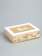 УЦЕНКА Шкатулка дерево 6 делений «Полевые растения» мешковина 17×24×7 см 10962121