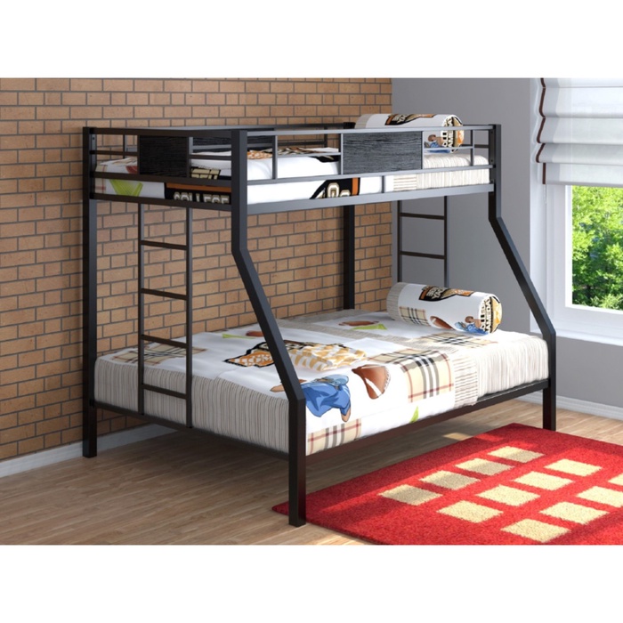 Кровать двухъярусная «Гранада» черный/ЛДСП венге