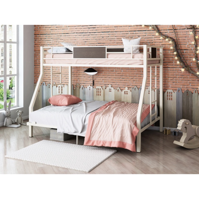 Кровать двухъярусная «Гранада 140» слоновая кость/ЛДСП венге