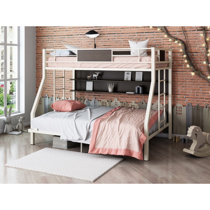 Кровать двухъярусная «Гранада П 140»слоновая кость /ЛДСП венге