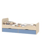 Кровать подростковая Дельта-19 ЛДСП Дуб молочный/Голубой - Фото 1