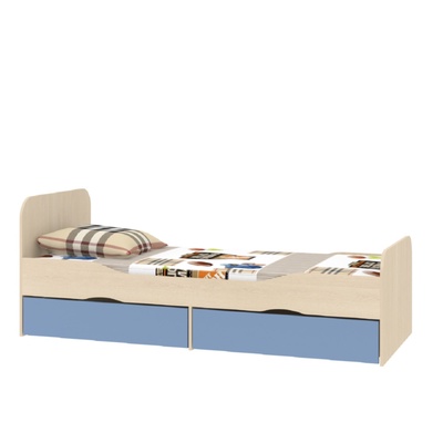 Кровать подростковая Дельта-19 ЛДСП Дуб молочный/Голубой