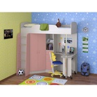 Кровать-чердак "Теремок -1" ЛДСП Дуб молочный/Розовый - Фото 1
