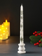 Свеча античная «Снежинки новогодние», 255×22 мм, с декором - Фото 1